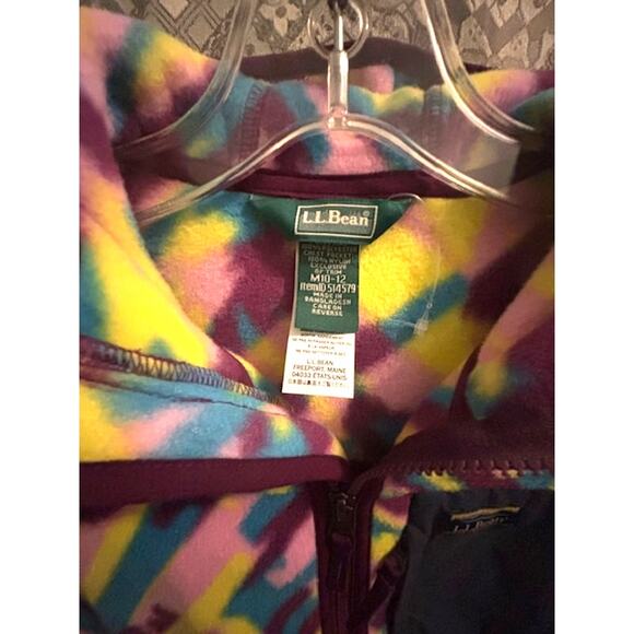 New LL. Bean Children's M (10/12) Multi-Color Fleece with Hood New - Picture 2 of 3
